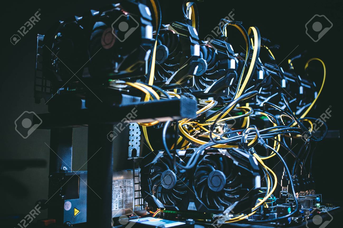 Big It Machine With Fans Cryptocurrency Business Bitcoin Mining - 